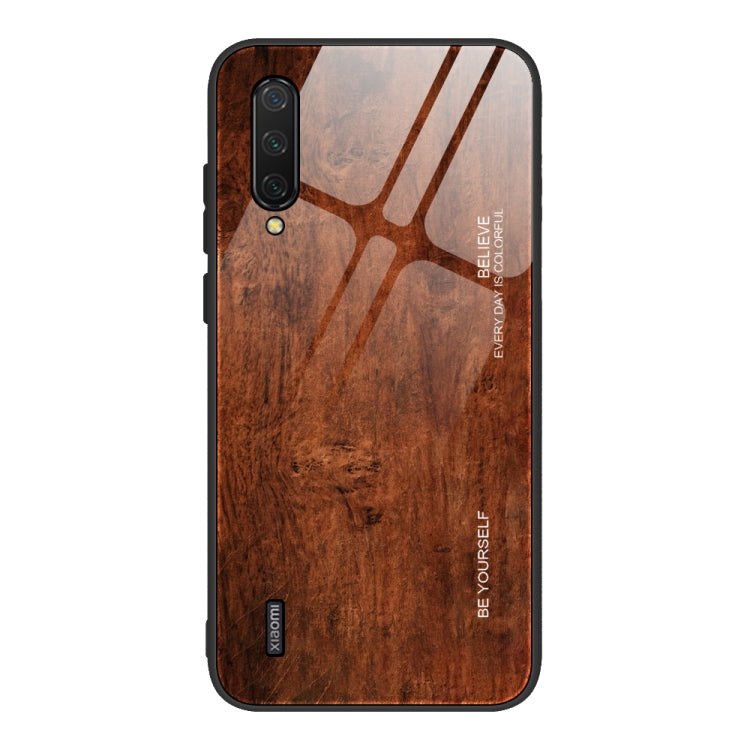 For Xiaomi Mi CC9 Wood Grain Glass Protective Case