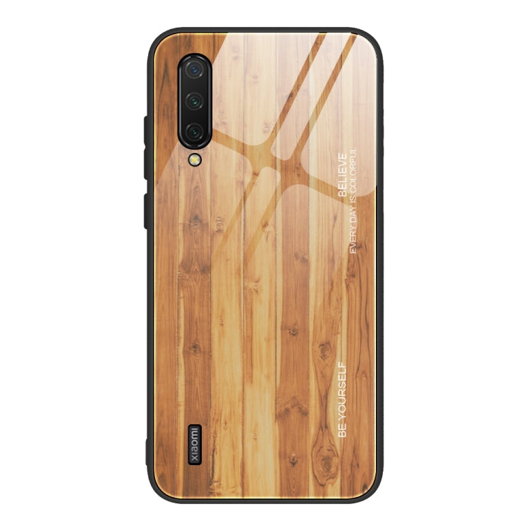 For Xiaomi Mi CC9 Wood Grain Glass Protective Case