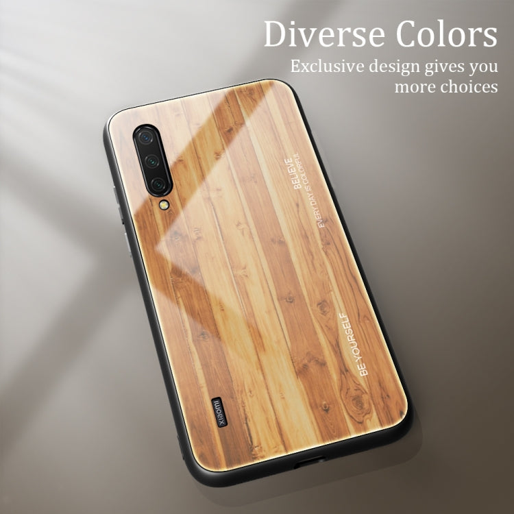 For Xiaomi Mi CC9 Wood Grain Glass Protective Case