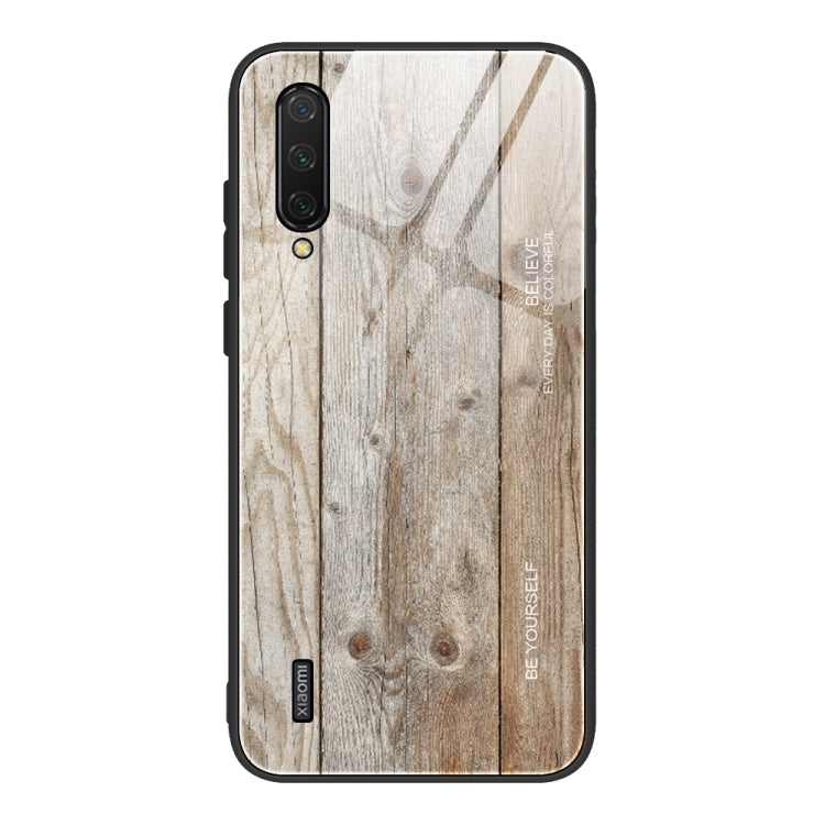 For Xiaomi Mi CC9 Wood Grain Glass Protective Case