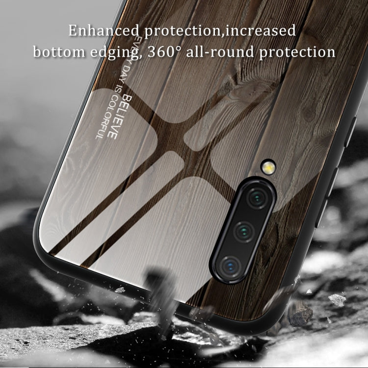 For Xiaomi Mi CC9 Wood Grain Glass Protective Case