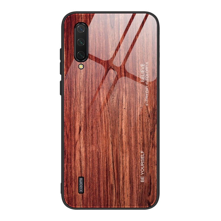 For Xiaomi Mi CC9 Wood Grain Glass Protective Case