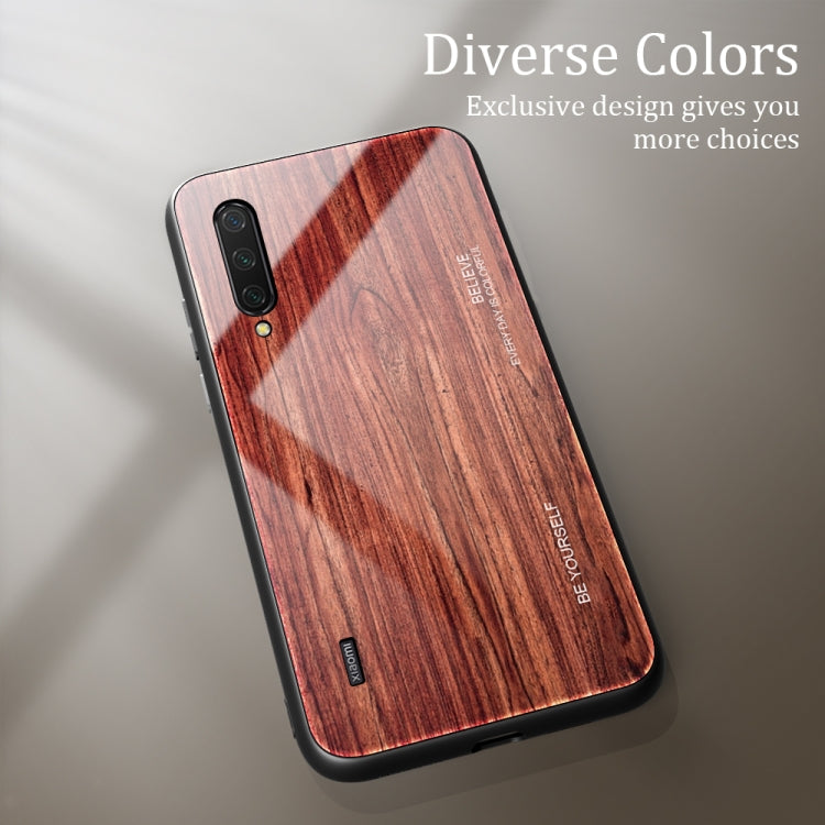 For Xiaomi Mi CC9 Wood Grain Glass Protective Case