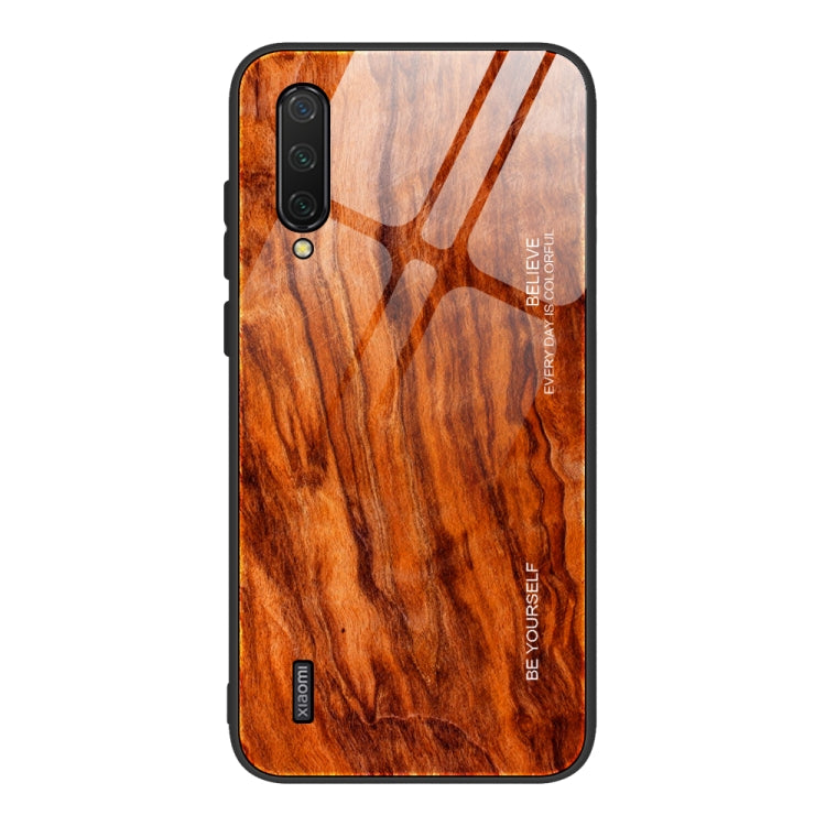 For Xiaomi Mi CC9 Wood Grain Glass Protective Case