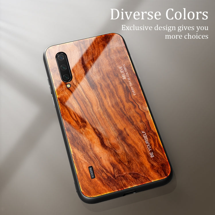 For Xiaomi Mi CC9 Wood Grain Glass Protective Case