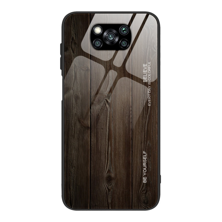 For Xiaomi Poco X3 NFC Wood Grain Glass Protective Case