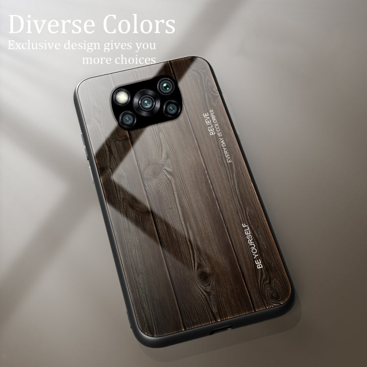 For Xiaomi Poco X3 NFC Wood Grain Glass Protective Case