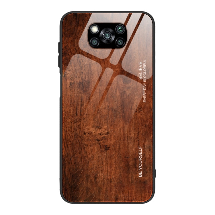 For Xiaomi Poco X3 NFC Wood Grain Glass Protective Case