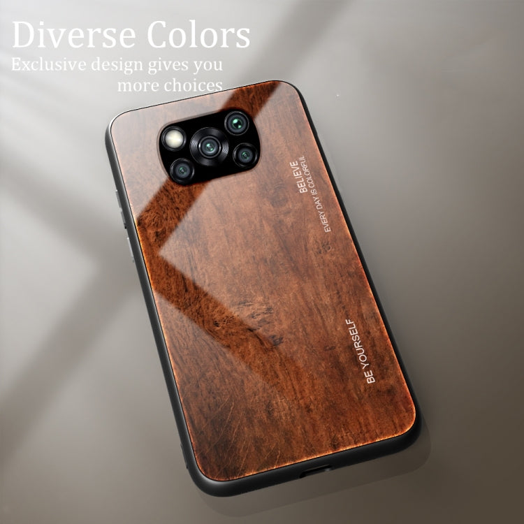 For Xiaomi Poco X3 NFC Wood Grain Glass Protective Case