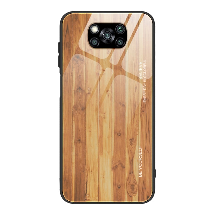 For Xiaomi Poco X3 NFC Wood Grain Glass Protective Case