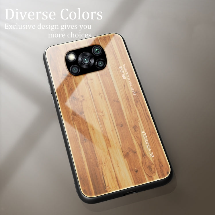 For Xiaomi Poco X3 NFC Wood Grain Glass Protective Case