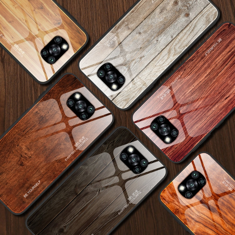 For Xiaomi Poco X3 NFC Wood Grain Glass Protective Case