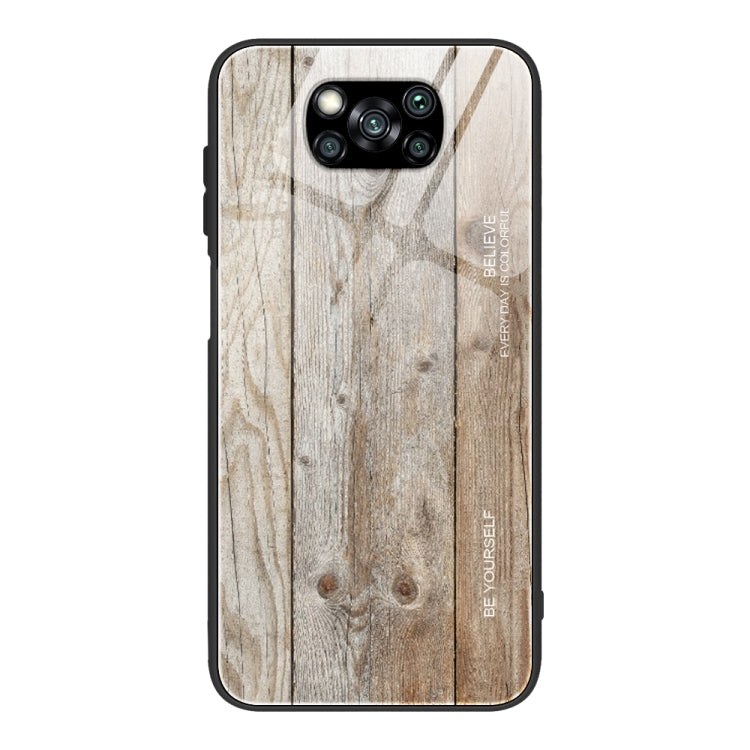 For Xiaomi Poco X3 NFC Wood Grain Glass Protective Case