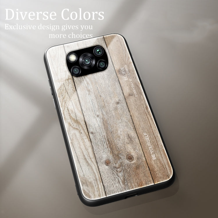 For Xiaomi Poco X3 NFC Wood Grain Glass Protective Case