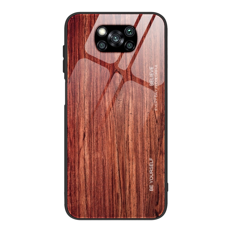 For Xiaomi Poco X3 NFC Wood Grain Glass Protective Case