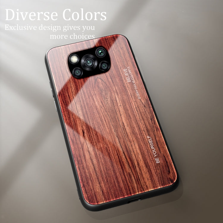 For Xiaomi Poco X3 NFC Wood Grain Glass Protective Case