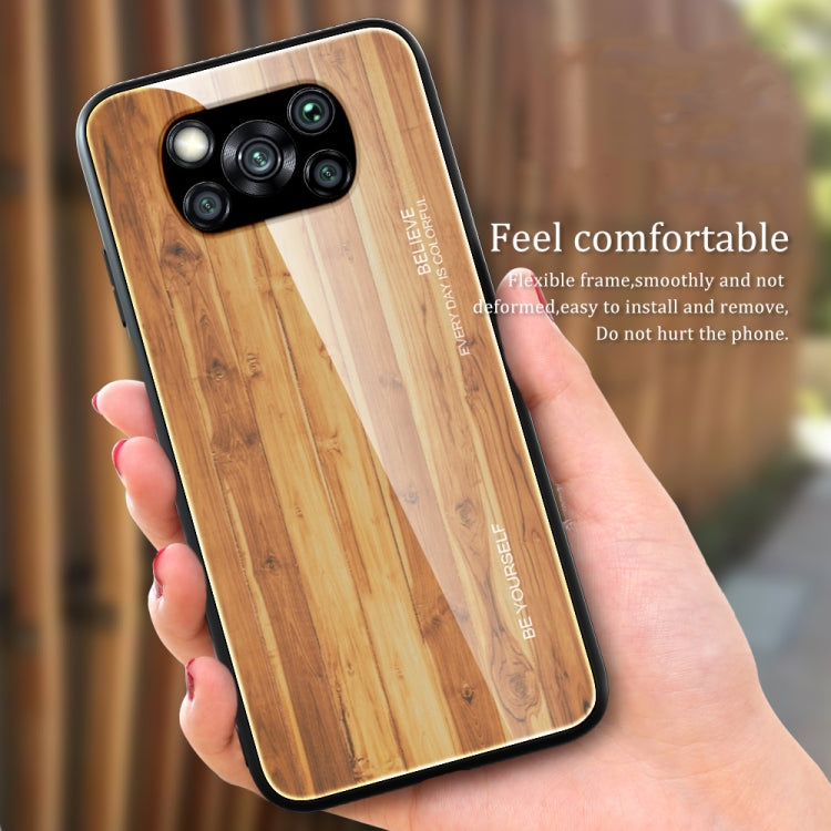 For Xiaomi Poco X3 NFC Wood Grain Glass Protective Case