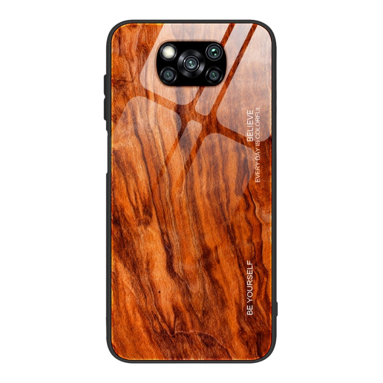 For Xiaomi Poco X3 NFC Wood Grain Glass Protective Case