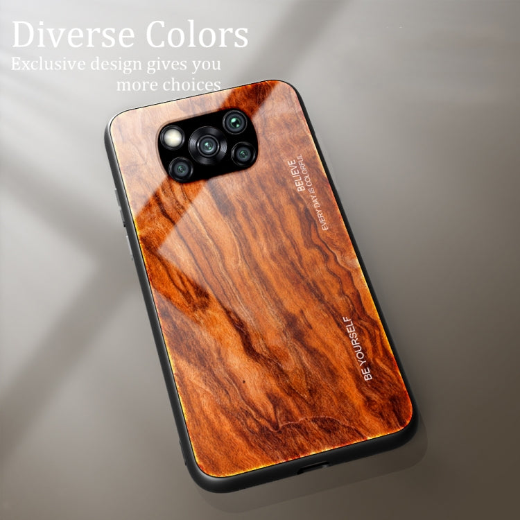 For Xiaomi Poco X3 NFC Wood Grain Glass Protective Case