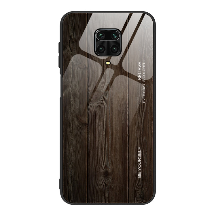 For Xiaomi Redmi Note 9S Wood Grain Glass Protective Case