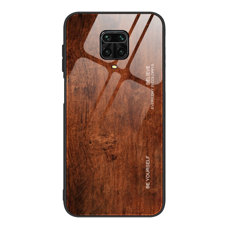 For Xiaomi Redmi Note 9S Wood Grain Glass Protective Case