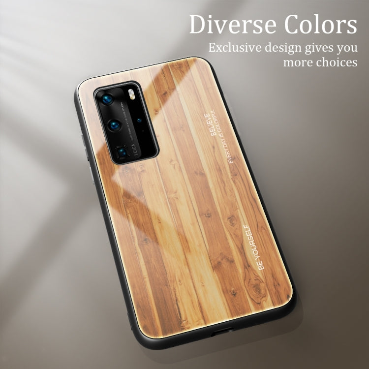 For Huawei P40 Pro Wood Grain Glass Protective Case