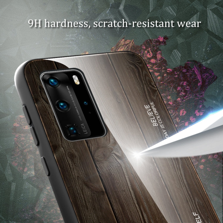 For Huawei P40 Pro Wood Grain Glass Protective Case