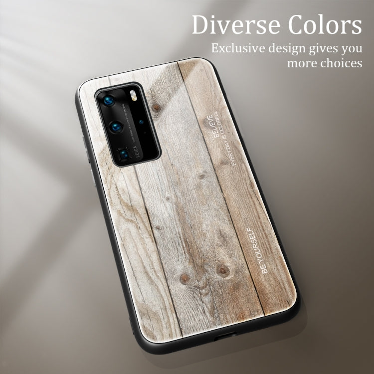 For Huawei P40 Pro Wood Grain Glass Protective Case