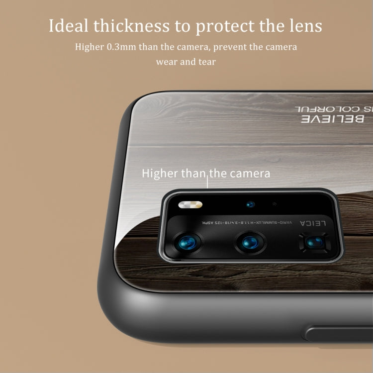 For Huawei P40 Pro Wood Grain Glass Protective Case