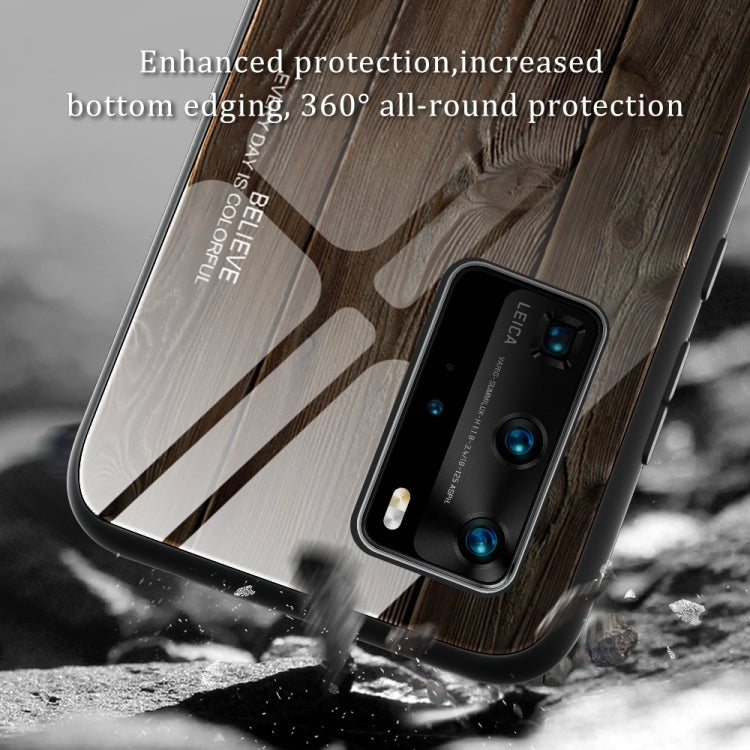 For Huawei P40 Pro Wood Grain Glass Protective Case