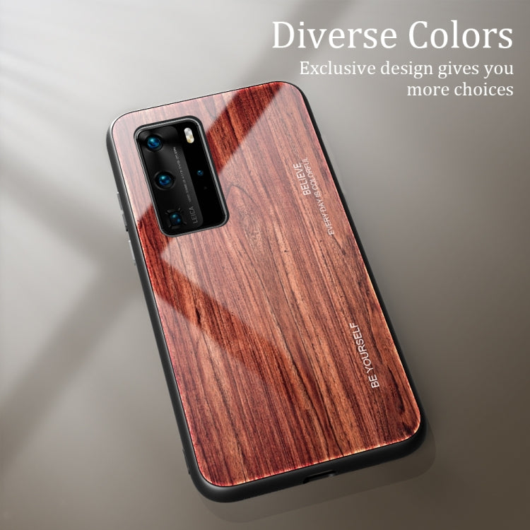 For Huawei P40 Pro Wood Grain Glass Protective Case