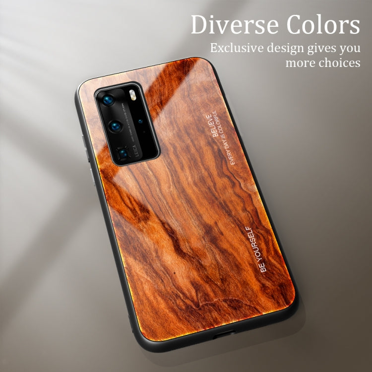 For Huawei P40 Pro Wood Grain Glass Protective Case