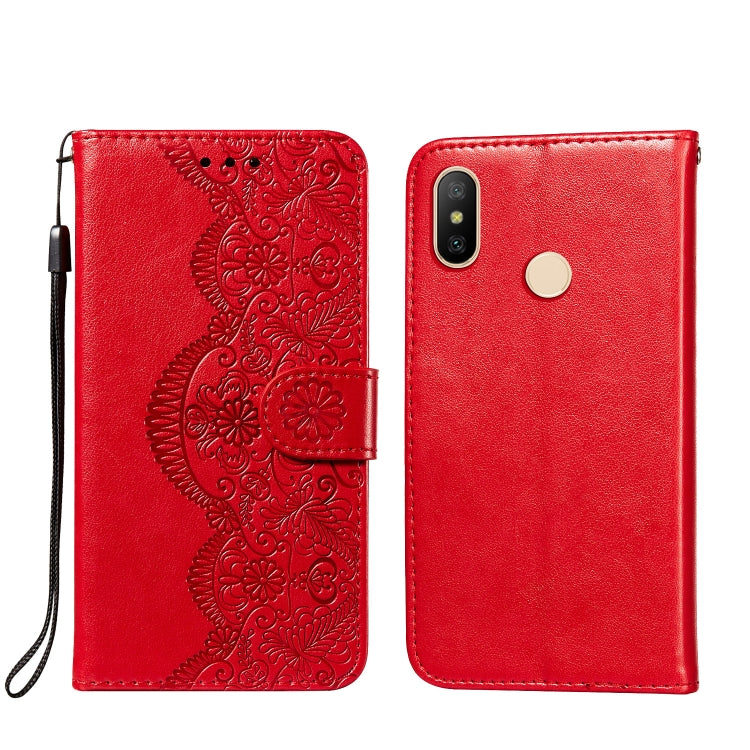 For Xiaomi Redmi 6 Pro / Mi A2 Lite Flower Vine Embossing Pattern Horizontal Flip Leather Case with Card Slot & Holder & Wallet & Lanyard