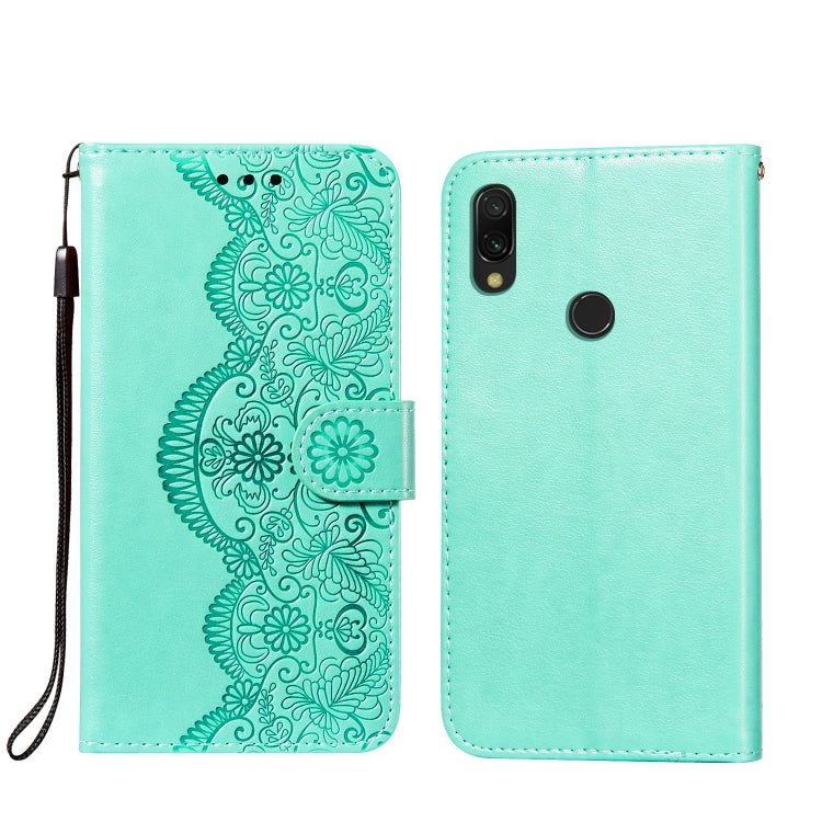 For Xiaomi Redmi 7 Flower Vine Embossing Pattern Horizontal Flip Leather Case with Card Slot & Holder & Wallet & Lanyard