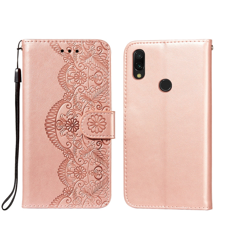 For Xiaomi Redmi 7 Flower Vine Embossing Pattern Horizontal Flip Leather Case with Card Slot & Holder & Wallet & Lanyard