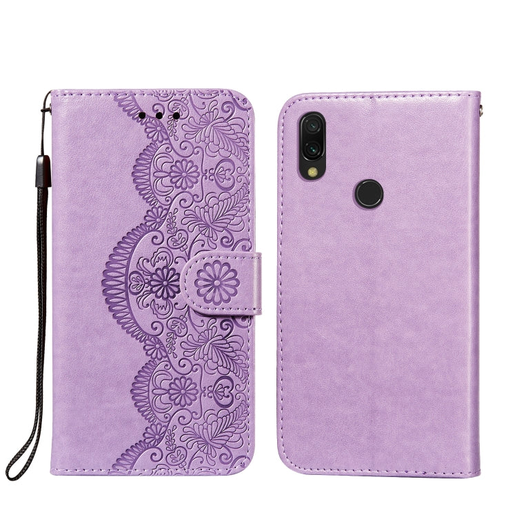 For Xiaomi Redmi 7 Flower Vine Embossing Pattern Horizontal Flip Leather Case with Card Slot & Holder & Wallet & Lanyard