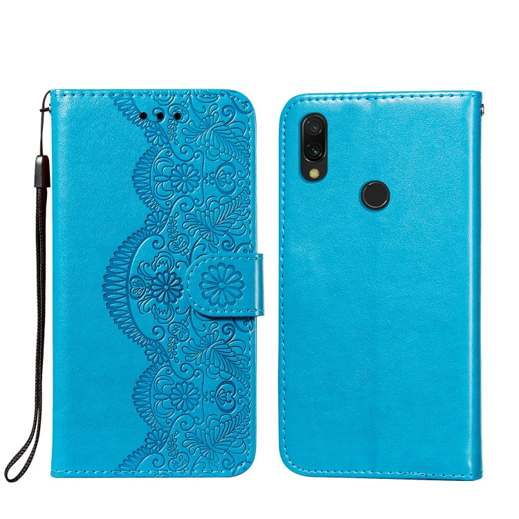 For Xiaomi Redmi 7 Flower Vine Embossing Pattern Horizontal Flip Leather Case with Card Slot & Holder & Wallet & Lanyard