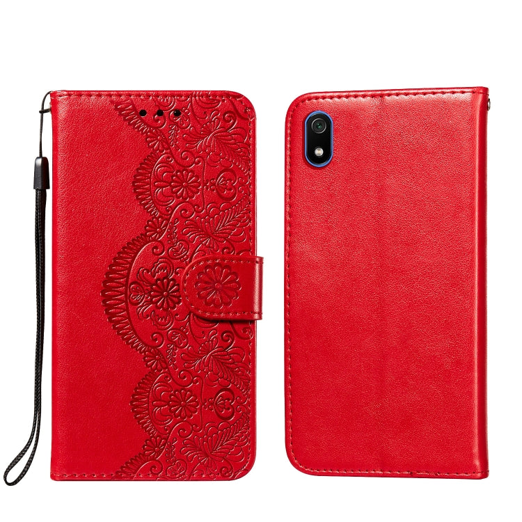 For Xiaomi Redmi 7A Flower Vine Embossing Pattern Horizontal Flip Leather Case with Card Slot & Holder & Wallet & Lanyard