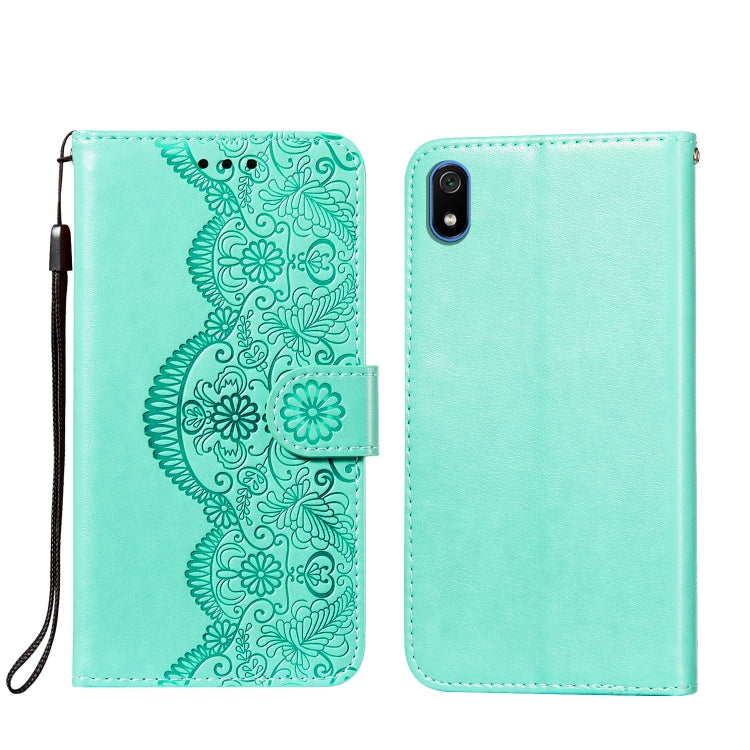 For Xiaomi Redmi 7A Flower Vine Embossing Pattern Horizontal Flip Leather Case with Card Slot & Holder & Wallet & Lanyard