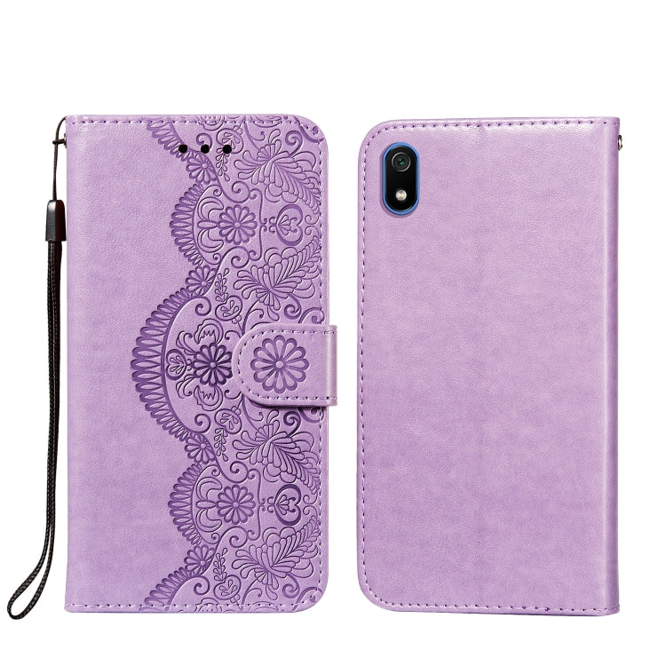 For Xiaomi Redmi 7A Flower Vine Embossing Pattern Horizontal Flip Leather Case with Card Slot & Holder & Wallet & Lanyard