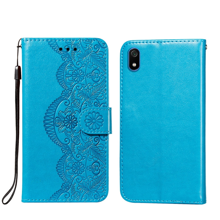 For Xiaomi Redmi 7A Flower Vine Embossing Pattern Horizontal Flip Leather Case with Card Slot & Holder & Wallet & Lanyard