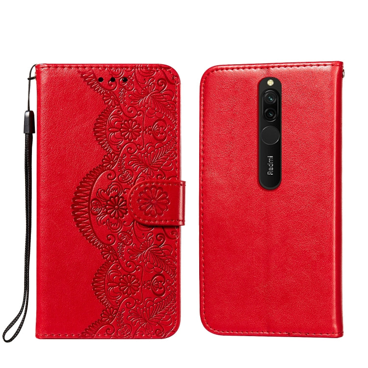 For Xiaomi Redmi 8 Flower Vine Embossing Pattern Horizontal Flip Leather Case with Card Slot & Holder & Wallet & Lanyard