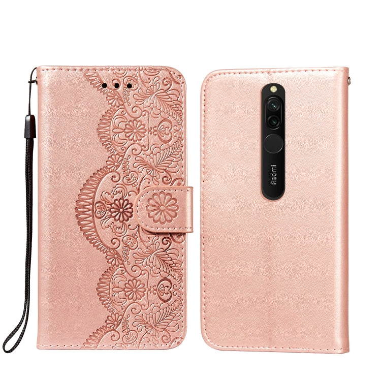 For Xiaomi Redmi 8 Flower Vine Embossing Pattern Horizontal Flip Leather Case with Card Slot & Holder & Wallet & Lanyard