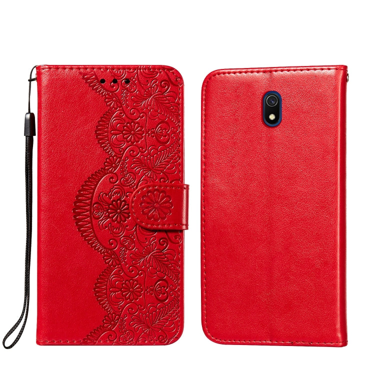 For Xiaomi Redmi 8A Flower Vine Embossing Pattern Horizontal Flip Leather Case with Card Slot & Holder & Wallet & Lanyard