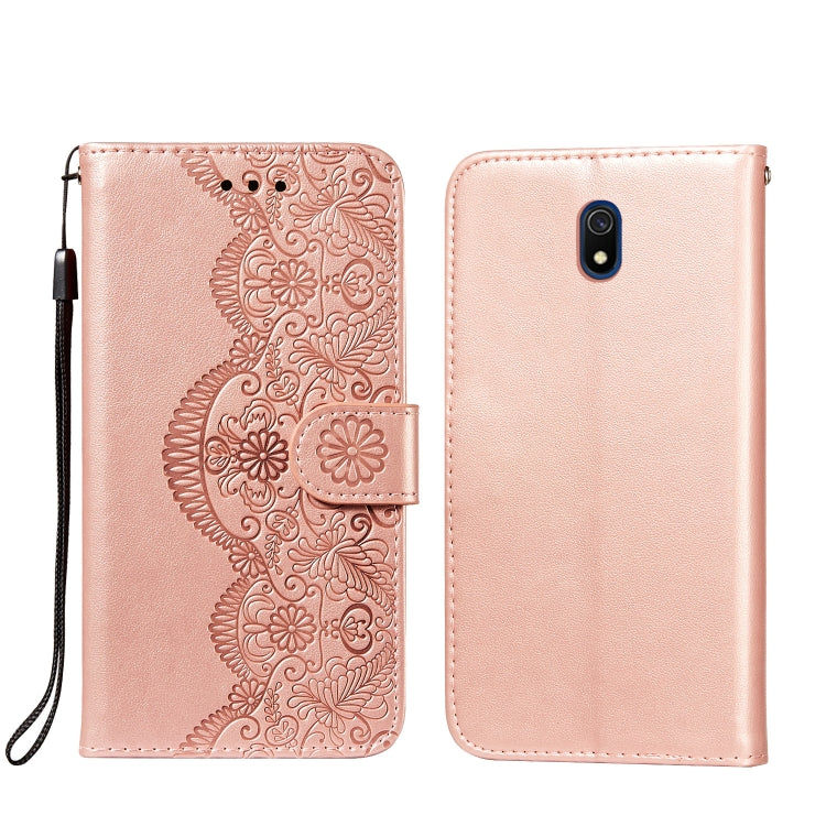 For Xiaomi Redmi 8A Flower Vine Embossing Pattern Horizontal Flip Leather Case with Card Slot & Holder & Wallet & Lanyard