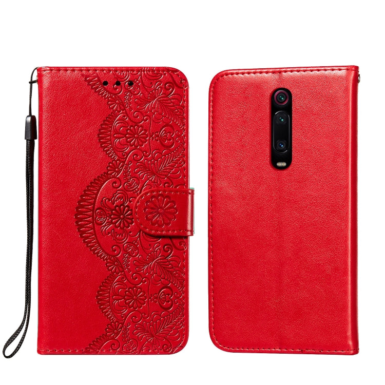 For Xiaomi Redmi K20 Flower Vine Embossing Pattern Horizontal Flip Leather Case with Card Slot & Holder & Wallet & Lanyard