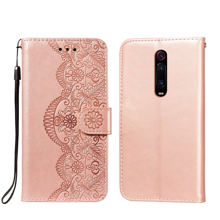 For Xiaomi Redmi K20 Flower Vine Embossing Pattern Horizontal Flip Leather Case with Card Slot & Holder & Wallet & Lanyard