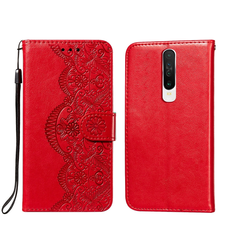 For Xiaomi Redmi K30 Flower Vine Embossing Pattern Horizontal Flip Leather Case with Card Slot & Holder & Wallet & Lanyard