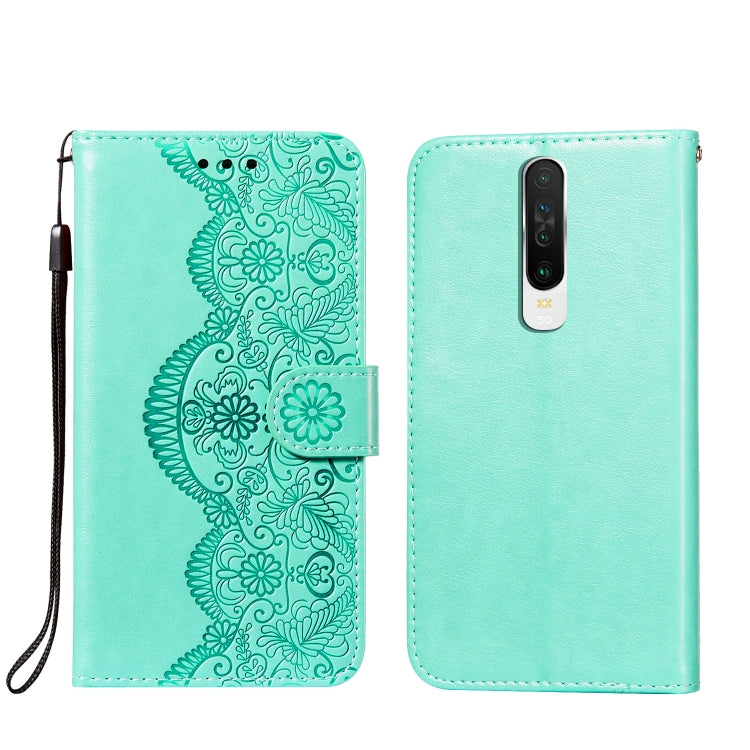 For Xiaomi Redmi K30 Flower Vine Embossing Pattern Horizontal Flip Leather Case with Card Slot & Holder & Wallet & Lanyard