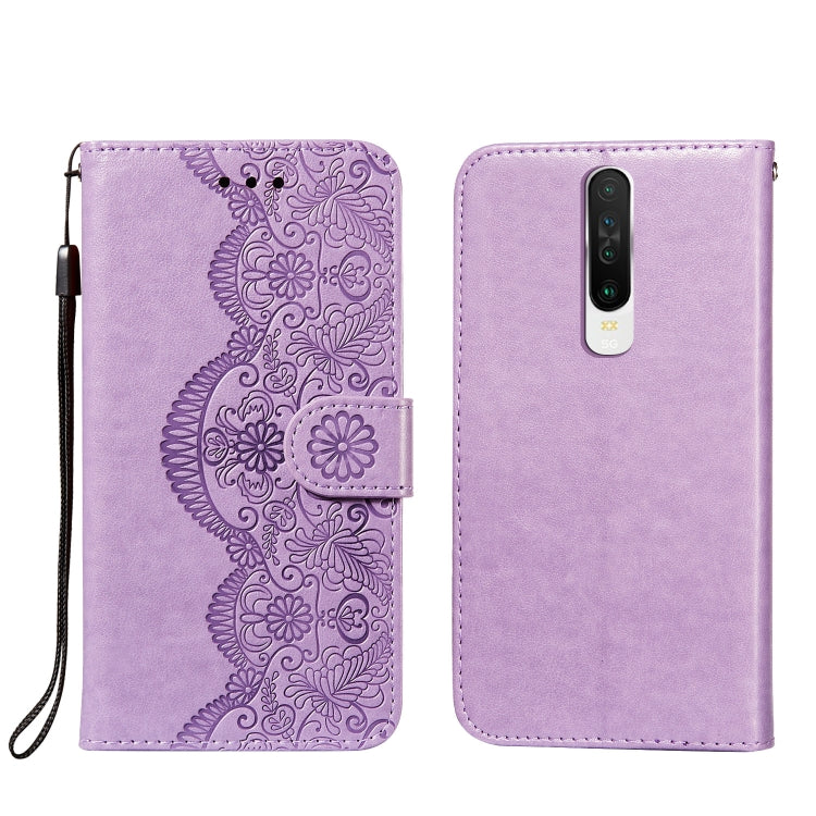 For Xiaomi Redmi K30 Flower Vine Embossing Pattern Horizontal Flip Leather Case with Card Slot & Holder & Wallet & Lanyard